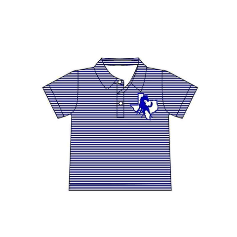 MOQ 8 pcs Custom Style Blue Stripe Team Boy Polo Shirt Top