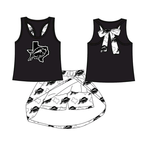 MOQ 8 pcs Custom Style Black Team Cheer Girls Skorts Set