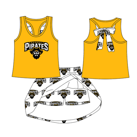 MOQ 5 pcs each style Custom Style PIRATES Girls Skorts Set