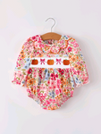 MOQ 5 pcs Custom Style Each Style Pumpkin Flower Bows Baby Girls Romper
