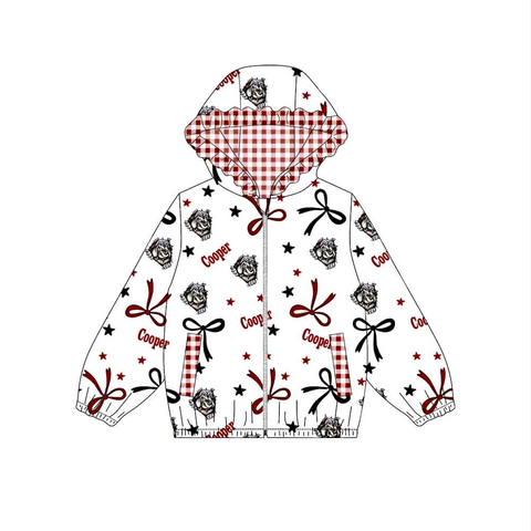 MOQ 8 pcs Custom Style Cooper Hoodie Kids Girls Zipper Coat