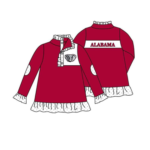 MOQ 8 pcs Custom Style Red ALABAMA Pullover Ziper Shirt Top Girl