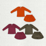 Solid Color Cotton Girls Skorts Sets Kids Sibling Matching Clothes