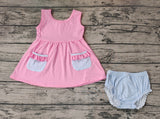 GBO0226 Sky Blue Pink Stripe Baby Bummie Set Girl