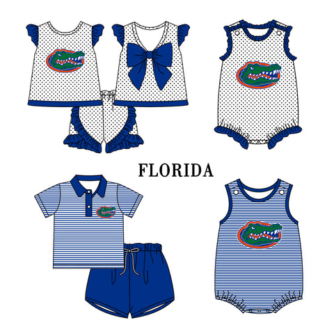 MOQ 5 pcs Custom Style University team Print Florida Matching Kids Clothing
