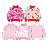 Preorder MOQ 5 pcs Each Style Valentine's Day Love Bows Kids Girls Long Sleeves Shirt