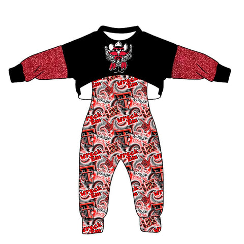 MOQ 8 PCS Custom style Wrcck Em Cartoon Jumpsuit 2 pcs Girl's set