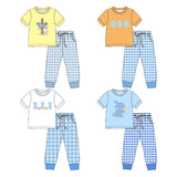 Preorder MOQ 5 pcs Each Style Easter Bunny Plaid Kids Matching Clothes-2026.8.28