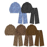 Preorder MOQ 5 pcs Each Style Fashion Leopard Middle Neckline Yoga Girls Set