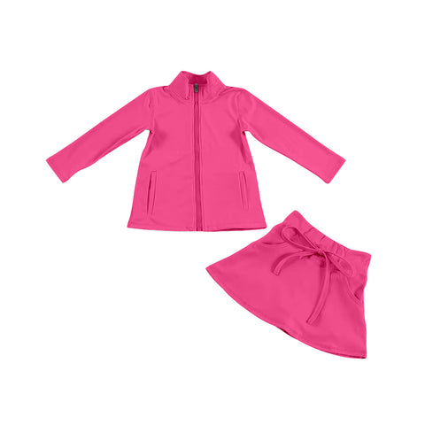 MOQ 5 pcs each style Custom Style Soild Color Coat Yoga Girls Skorts Set