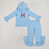 MOQ 5 pcs each style Custom Style Team Blue Hoodie Girls Set