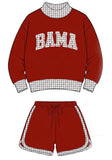 MOQ 5 pcs Each Custom Style BAMA Team Plaid Mommy And Me Outfits