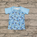 BT0226 Cartoon Blue Dog Boy Shirt Top