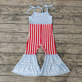 SR0385 July 4th Star Stripe Girl's Jumpsuit