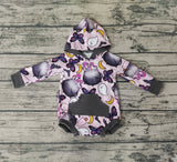 LR0274 Halloween Bat Hoodie Baby Bubble Girl's Romper