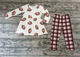 GLP0429 Baseball Brown Plaid Girl's Set