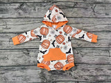 LR0273 Halloween Pumpkin Hoodie Baby Bubble Girl's Romper