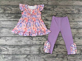GSPO0616 Pumpkin Purple Ruffle Girl's Set