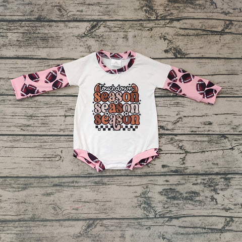 LR0280 Season Football Baby Bubble Girl's Romper