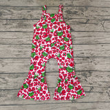 SR0389 Christmas Leopard Red Girl's Jumpsuit