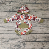 LR0281 Pumpkin Cactus Green Baby Bubble Hoodie Romper