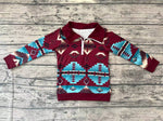 BT0228 Western Brown Zipper Pullover Boy's Shirt Top