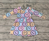 GLD0200 Smiley face Colorful Leopard Girl's Dress