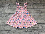 GSD0422 Cartoon Blue Dog Cute Pink Girl's Dress