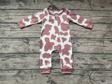 LR0333 Western Cow Zip Baby Romper Onesie Girl