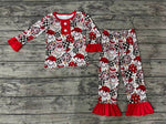 GLP0459 Howdy Holidays Smiley face Red Star Girl's Pajamas