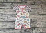 SR0394 Big Adventure Sun Bus Shorts Baby Romper Onesie Boy