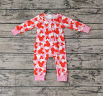 LR0309 Cartoon Mouse Plaid Pink Zip Baby Romper Onesie