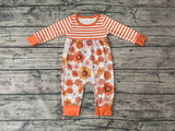 LR0323 Flower Orange Stripe Baby Romper Onesie Girl