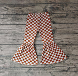 P0204 Orange Plaid Flare Girl's Pants