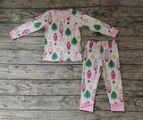 GLP0558 Christmas Soldier Trees Pink Girl's Pajamas Set