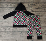 BLP0223 Christmas Black Plaid Hoodie Boy's set