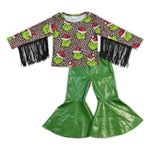 GLP0599 Christmas Tassel Green Leather Girl's Set