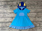 GSD0386 New Blue Cute Hoodie Girl's Dress