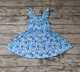 GSD0421 Cartoon Blue Dog Cute Girl's Dress