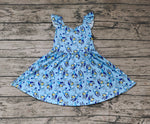 GSD0421 Cartoon Blue Dog Cute Girl's Dress