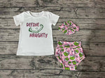 GBO0169 Christmas Define Naughty Baby Girl's Bummie Set