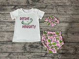 GBO0169 Christmas Define Naughty Baby Girl's Bummie Set