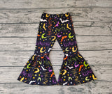 Preorder P0174 Halloween Black bat Flare Girl's Pants