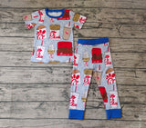 BSPO0148 Chick Food Blue Boy's Pajamas Set