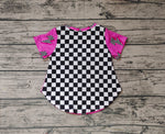 GT0227 Lightning Pink Plaid Girl Shirt Top