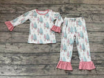 GLP0571 Christmas Trees Pink Girl's Pajamas Set