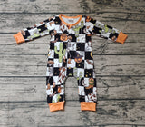 LR0404 Pumpkin Cactus Plaid Baby Zip Sleeper