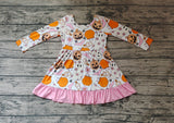 GLD0244 Halloween Pumpkin Flower Ghost Pink Girl's Dress