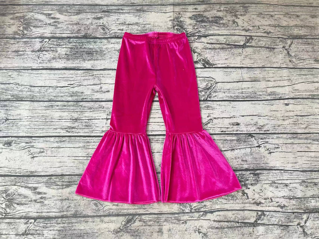 P0224 Golden velvet Dark Pink Flare Girl's Pants