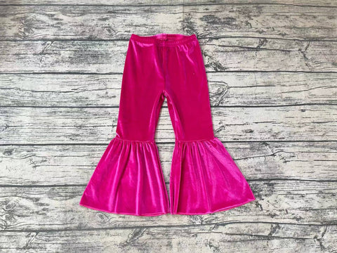 P0224 Golden velvet Dark Pink Flare Girl's Pants
